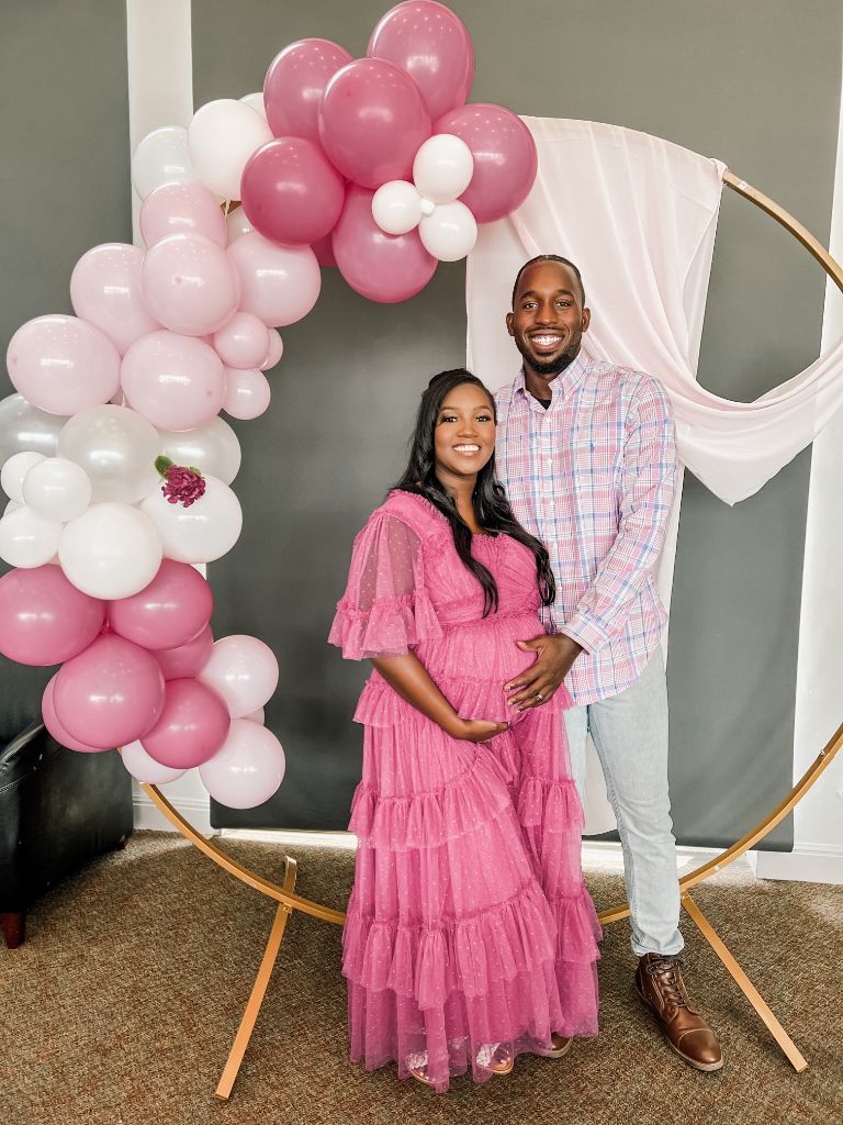 Pink baby shower circular hoop