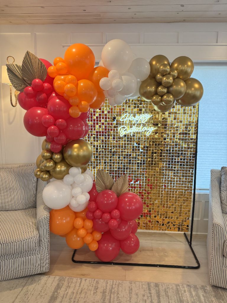 Birthday backdrop with shimmer wall