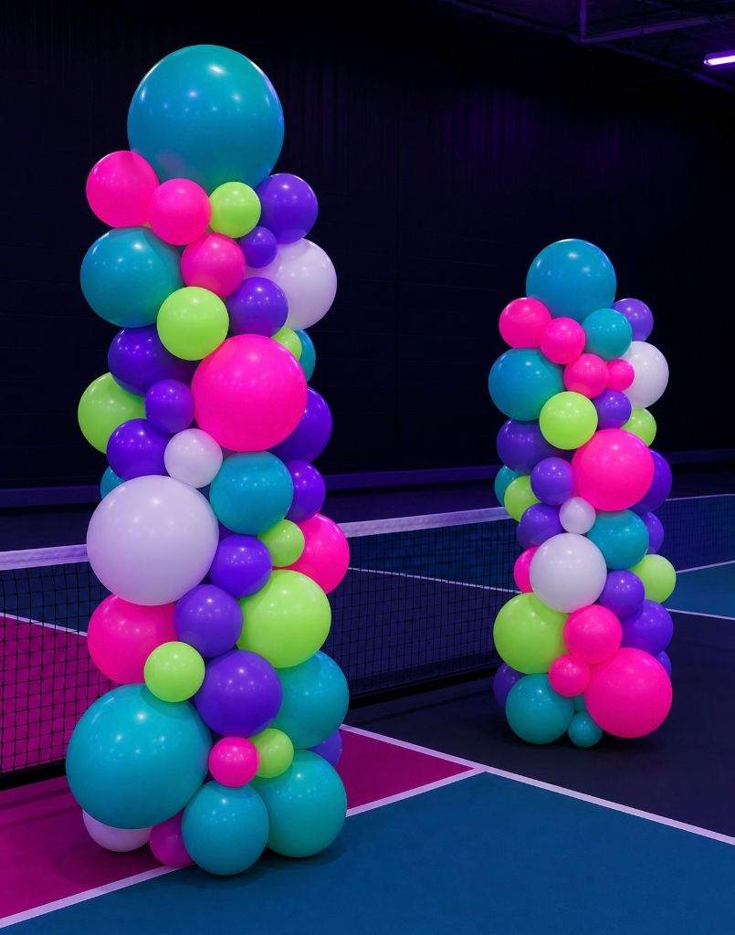 Tennis court balloon columns